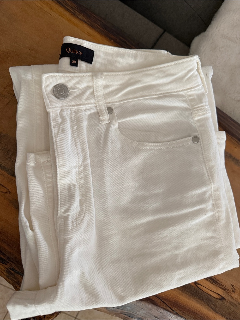 Quince White High-Rise wide leg Women's Jean- white